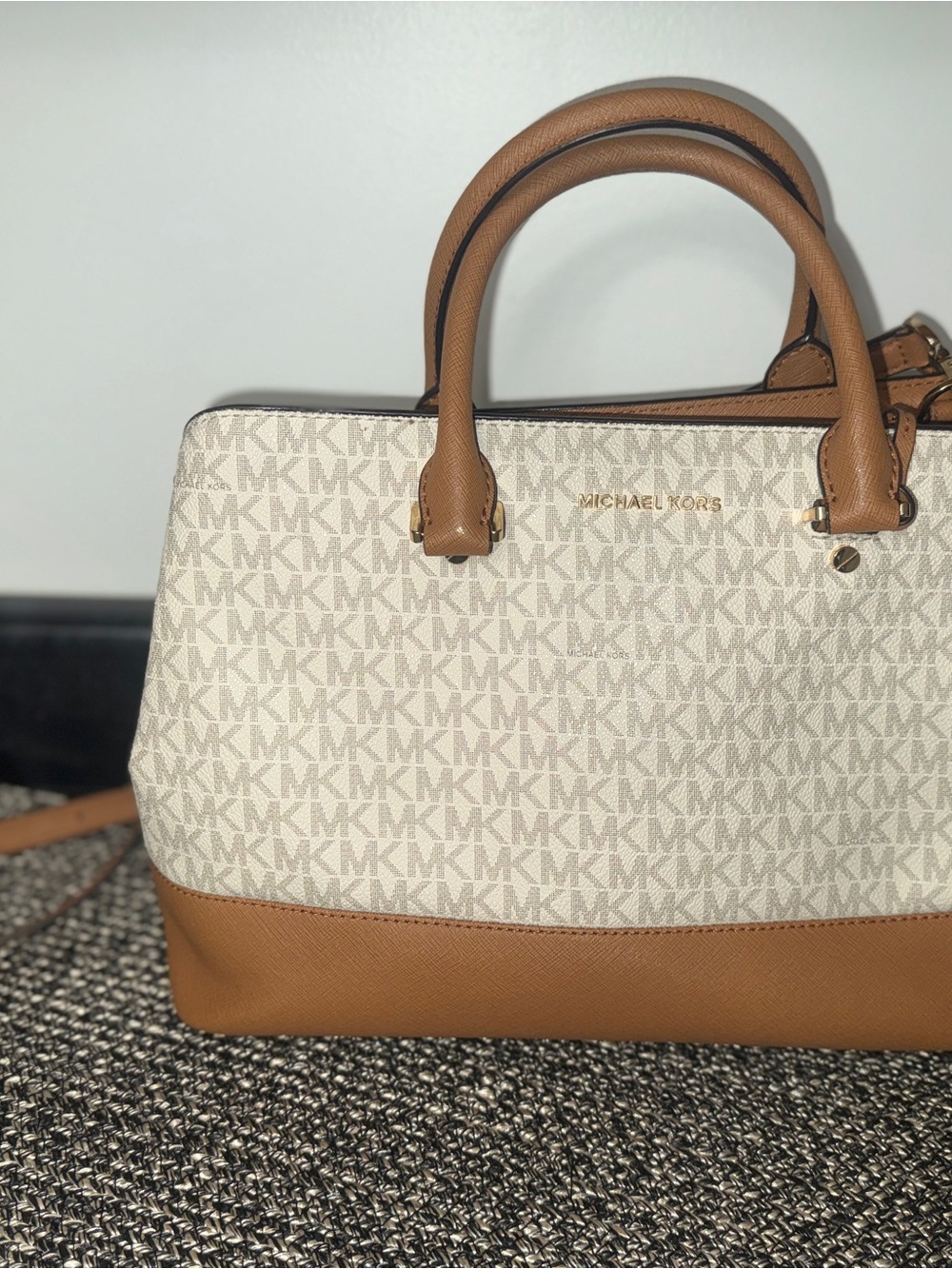 Michael Kors Cream and Acorn Logo Satchel